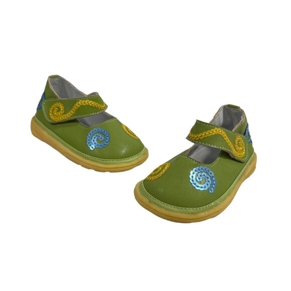 Rainbow Steps Toddler Girl's Green Squeaky Shoes Sz 16 - Picture 1 of 10